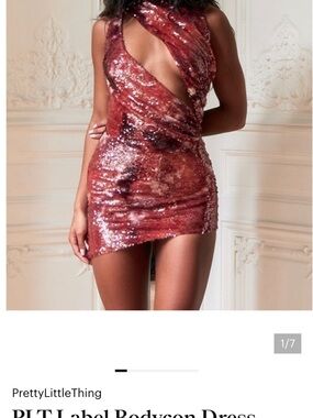 PrettyLittleThing Rose-Gold Sequin Cross-Front Mini Dress NWT